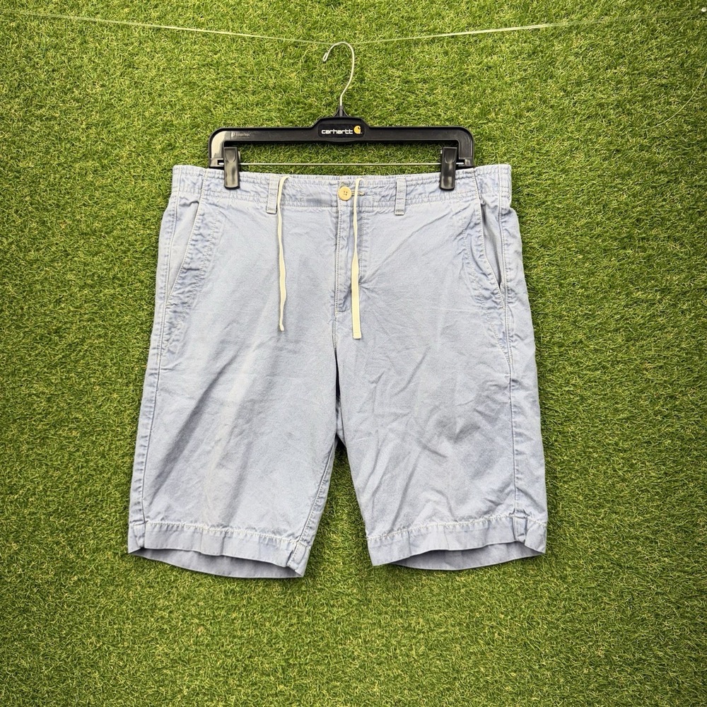 Tommy Bahama Shorts Mens Large Linen Blend Pleated 9" Chino Stretch Blue Beach
